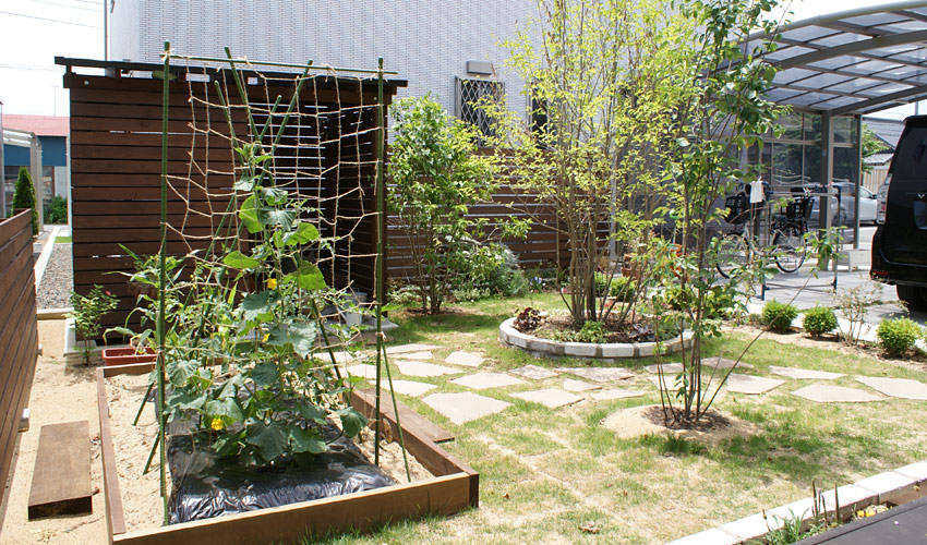 家庭菜園スペースのあるガーデン エクステリア 長野市ガーデン エクステリア ガーデンファクトリー 外構工事 エクステリア工事ならお任せください